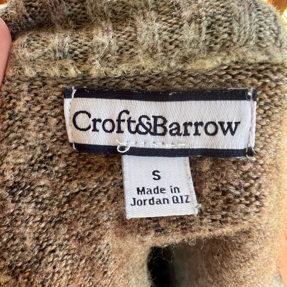 Croft & Barrow Button Up Front Brown & Grey Sweater Cardigan 3/4 Sleeve Small - Picture 7 of 7